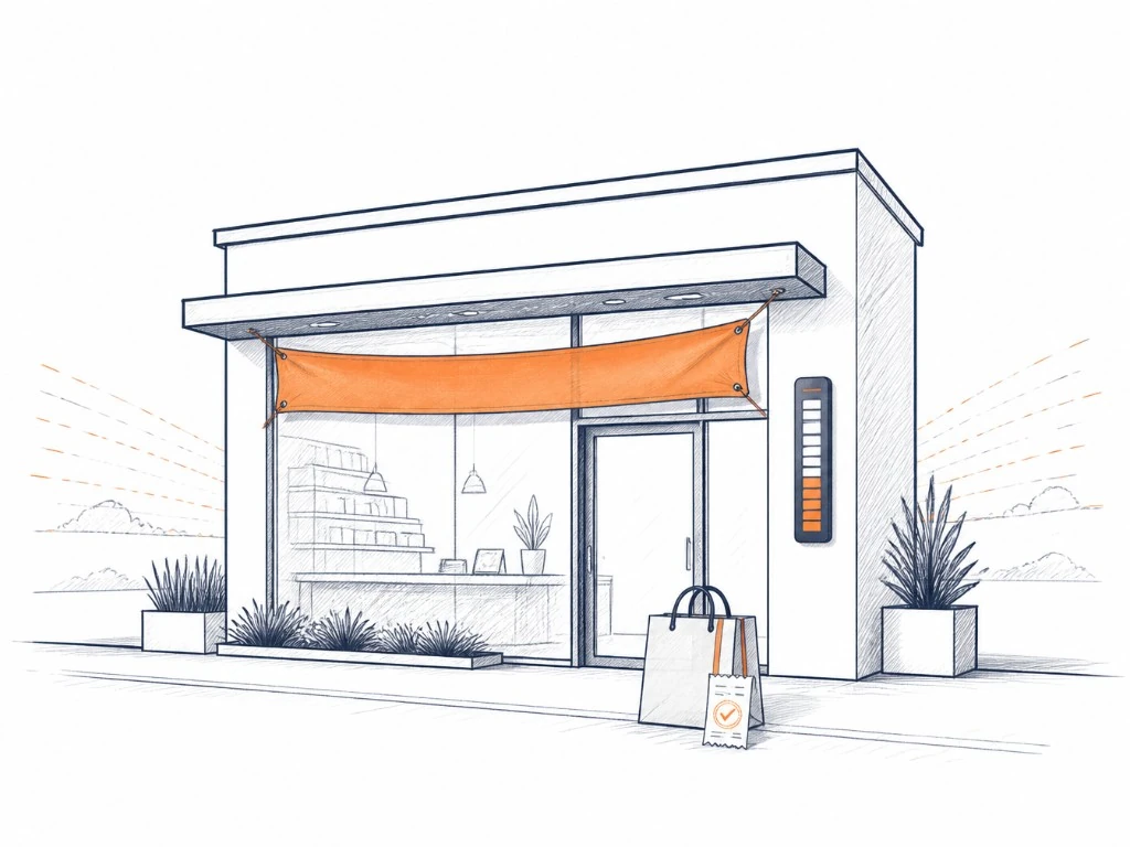 Ilustración: tienda lista para temporada alta, con capacidad y compra de prueba