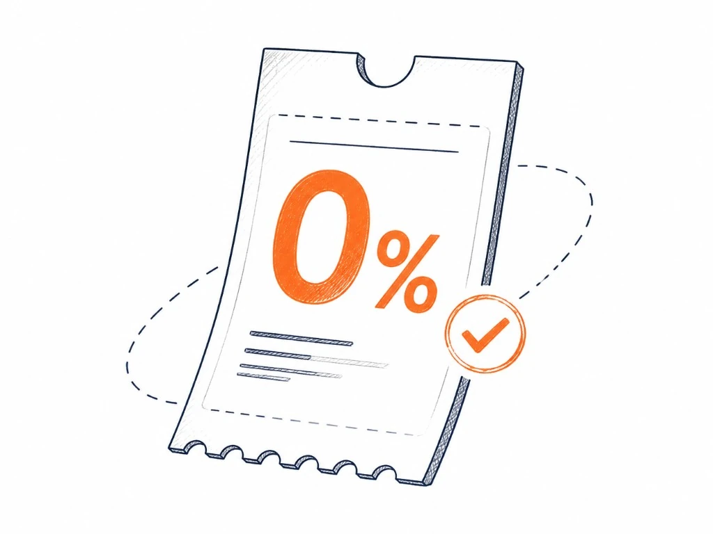 Ilustración: ticket 0% de comisión por ventas